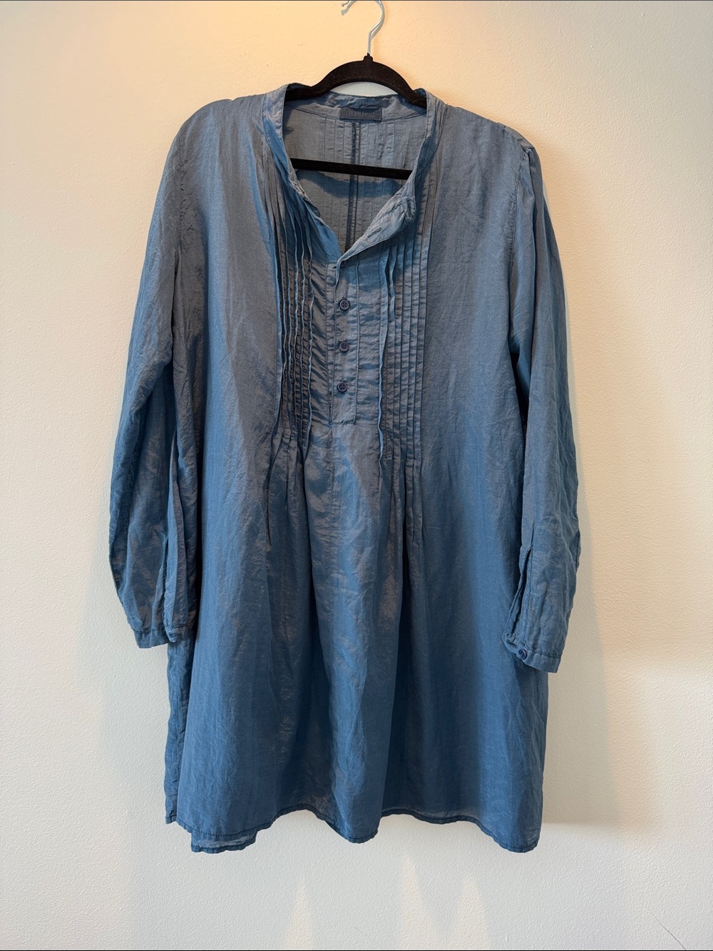 CP Shades Slate Blue Pintuck Cotton/Silk Tunic